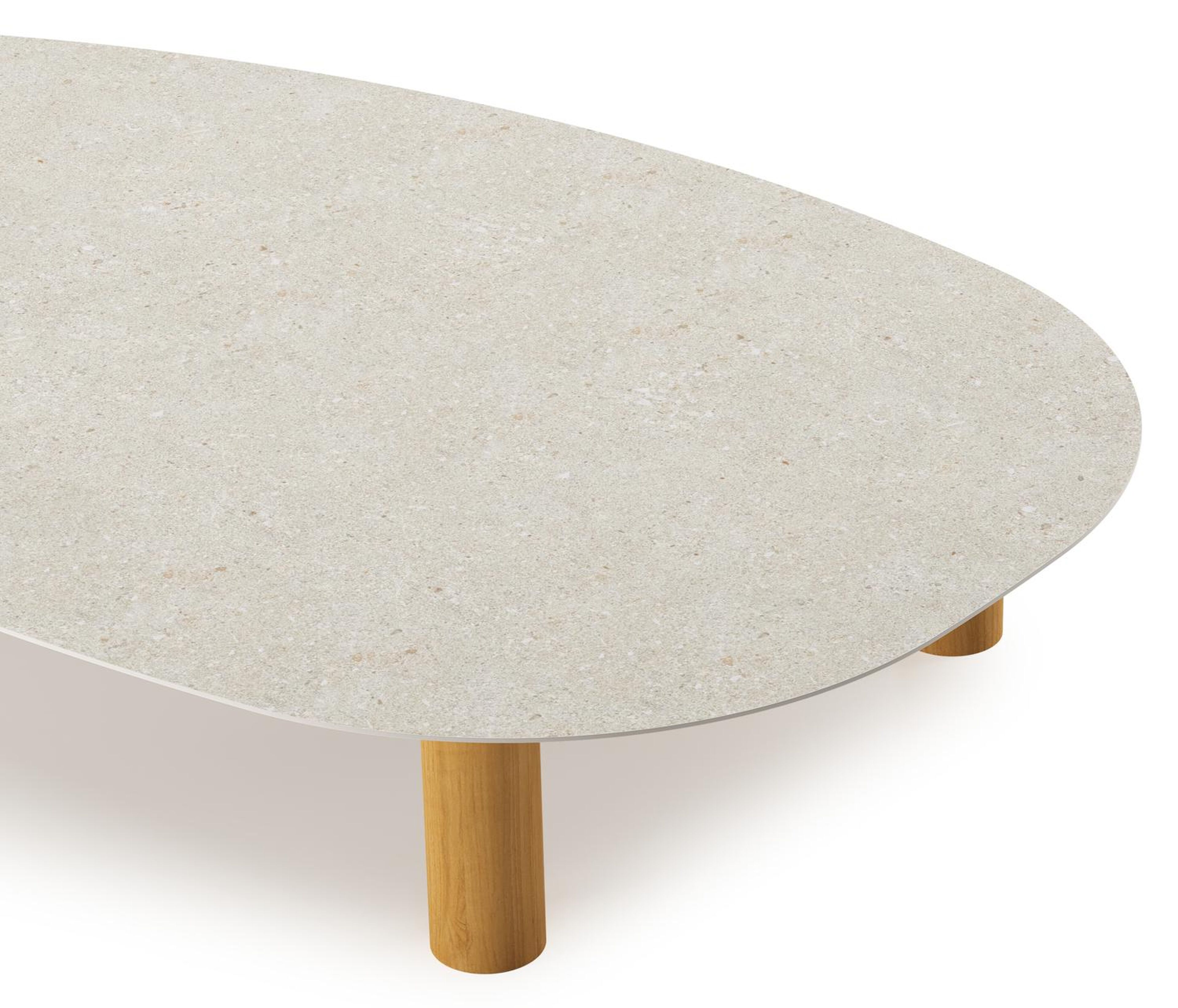 Table de basse Donato - Organo organique en teck teak et céramique pleine Shilin - Lg. 151 x Lrg. 90 x Haut. 25 cm