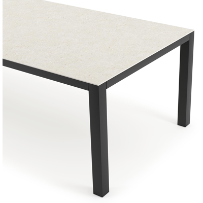 Table de jardin Como en aluminium noir et céramique pleine shilin - Lg 280 x Larg. 110 x H 75 cm