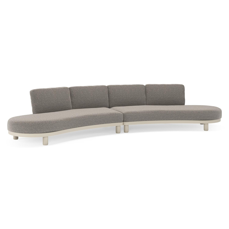 Donato loungebank in beige aluminium met all weather sunbrella® luxe Chartres Drizzle kussen