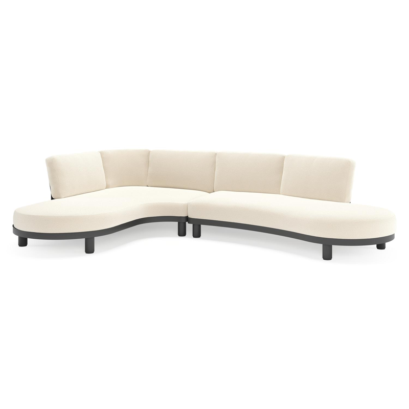 Donato loungehoek in zwart aluminium met all weather cosytica Althea Off White kussen