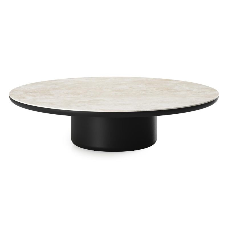 Amico loungetafel rond in zwart aluminium en volkeramiek Rapolano - Dia. 110 x H 28 cm