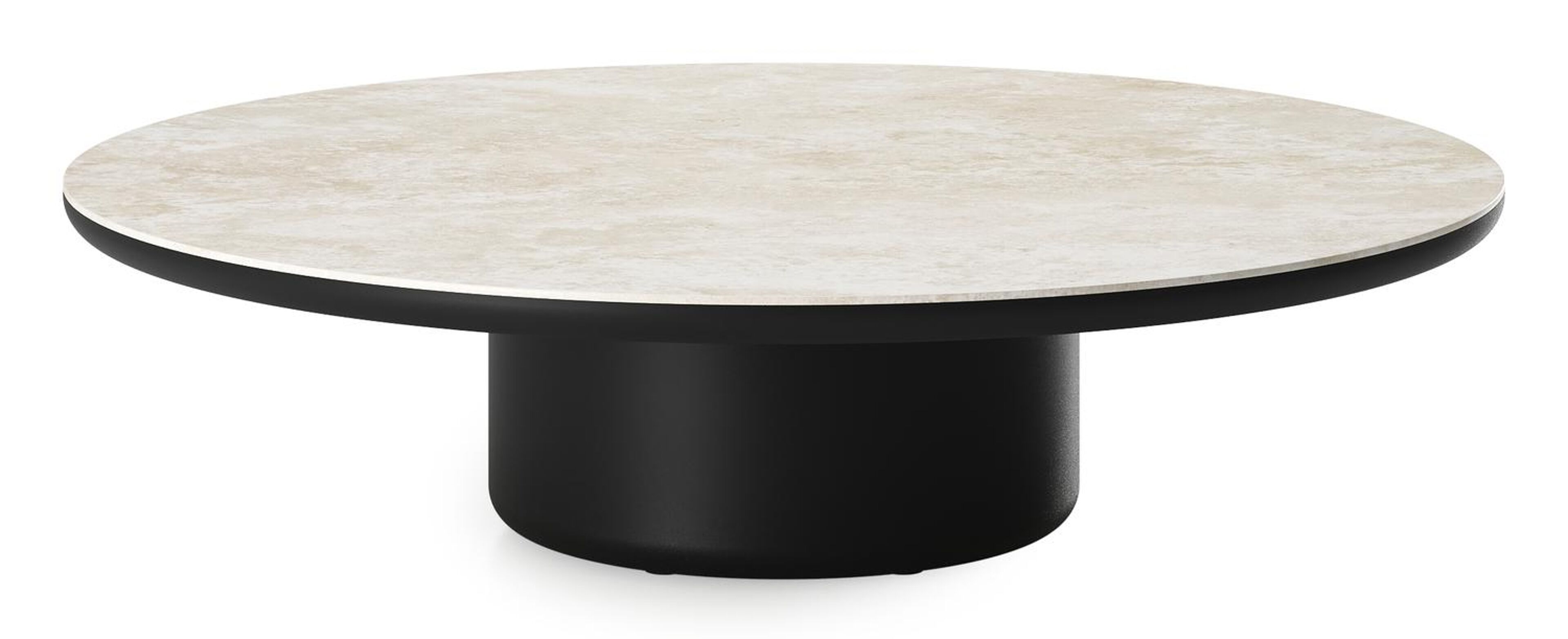 Table de basse Amico ronde en aluminium noir et céramique pleine Rapolano - Diam. 110 x Haut. 28 cm