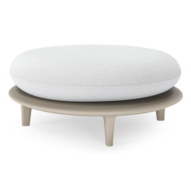 Pouf Bomero en aluminium beige et coussins en all weather solica ego birch