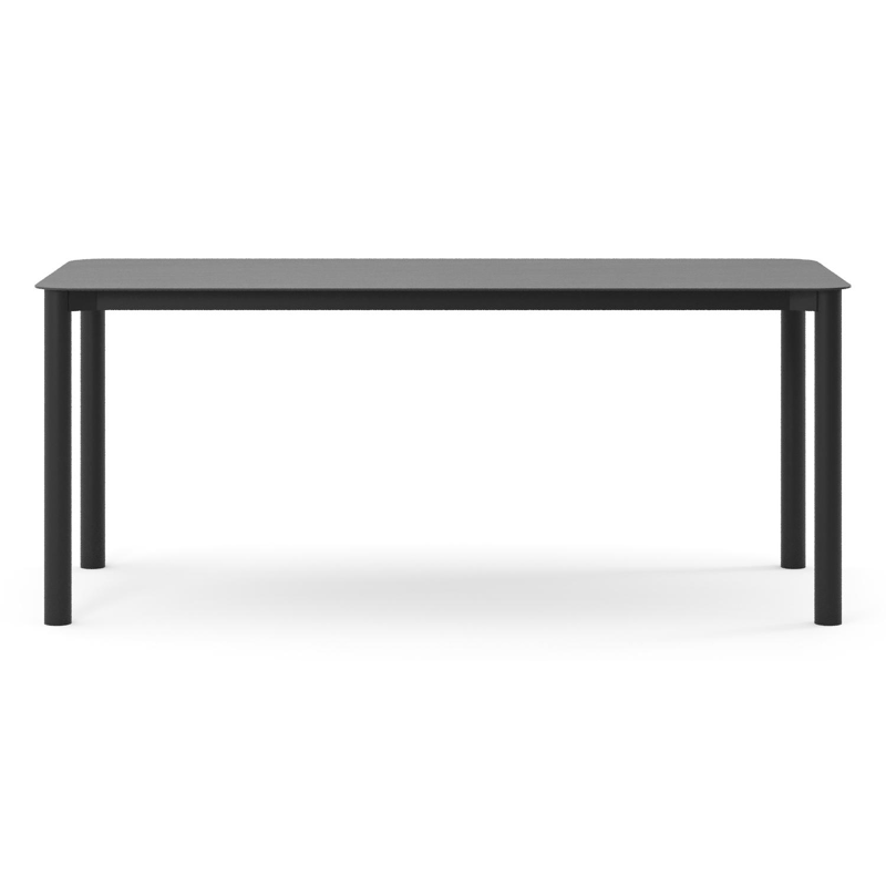Table de jardin Orso rectangulaire arrondi en aluminium noir et céramique pleine Basalt Black - Lg. 200 x Lrg. 80 x Haut. 74.5 cm