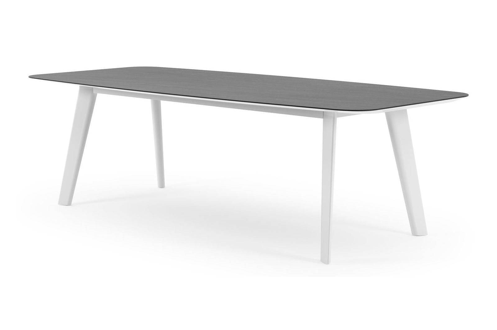 Table de jardin Lacrima forme de bateau en aluminium blanc et céramique pleine Basalt Black - Lg. 255 x Lrg. 115 x Haut. 73 cm