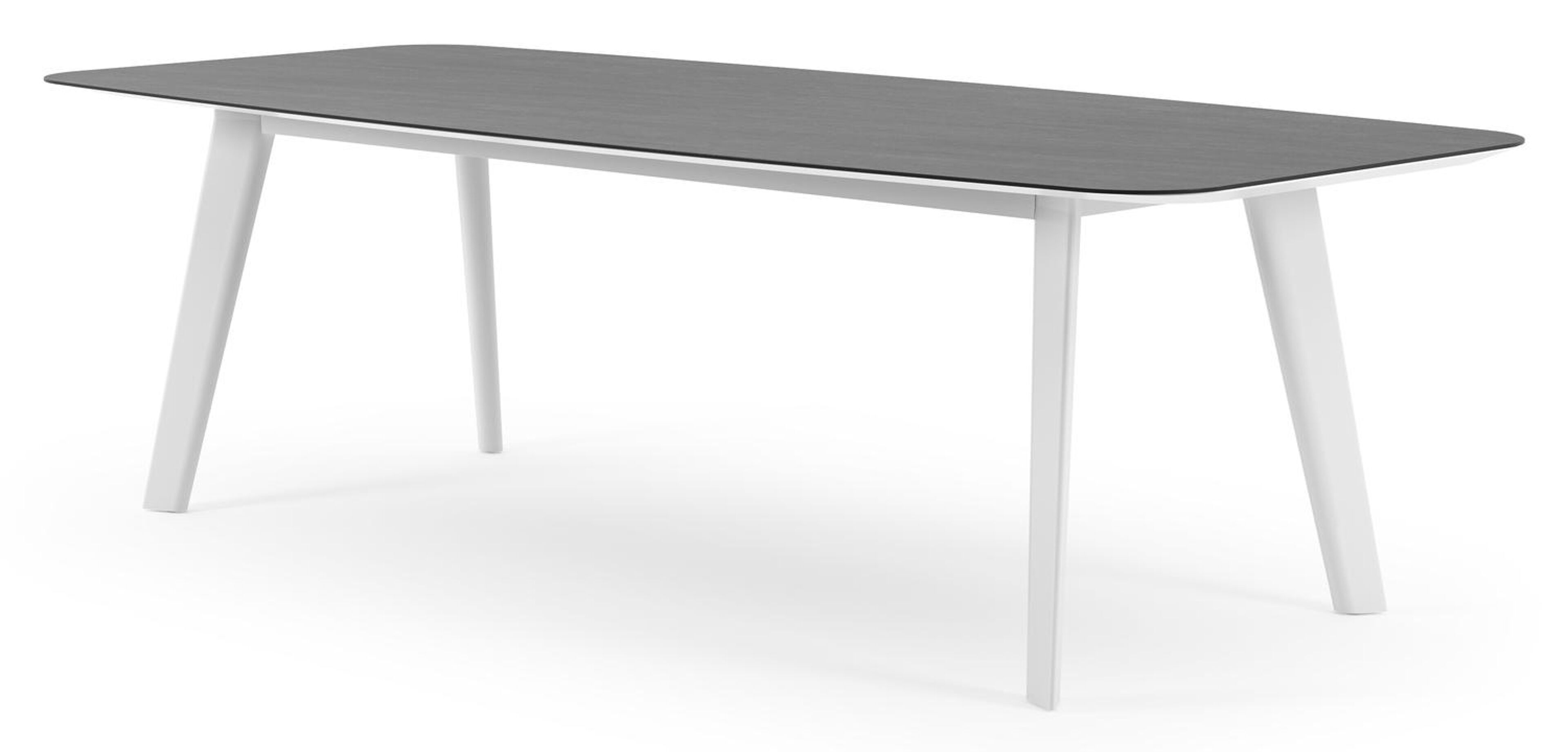 Table de jardin Lacrima forme de bateau en aluminium blanc et céramique pleine Basalt Black - Lg. 255 x Lrg. 115 x Haut. 73 cm