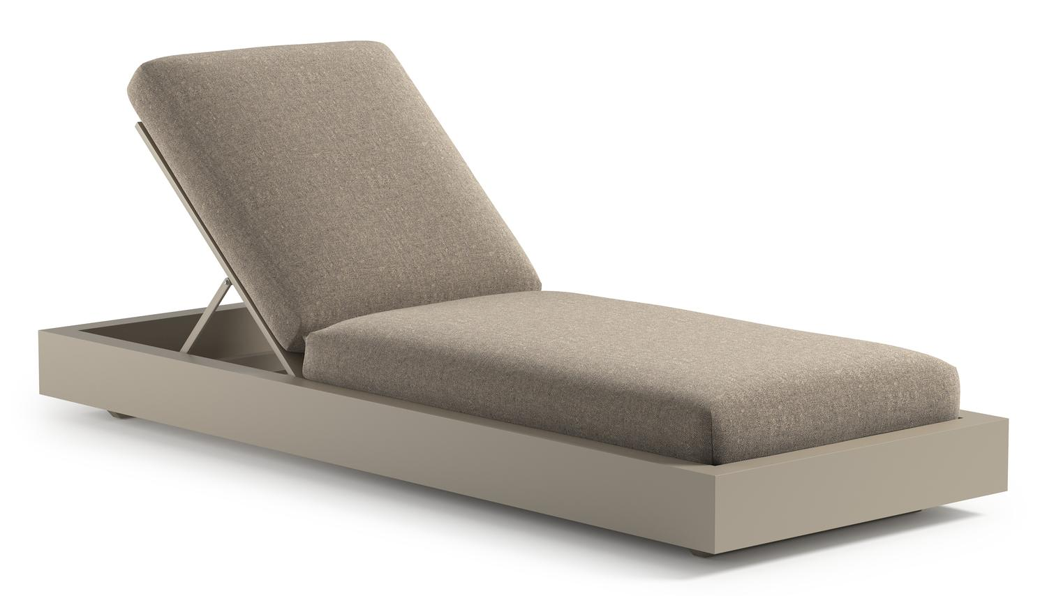 Como verstelbaar ligbed in beige aluminium met chartres pewter all weather sunbrella® luxe