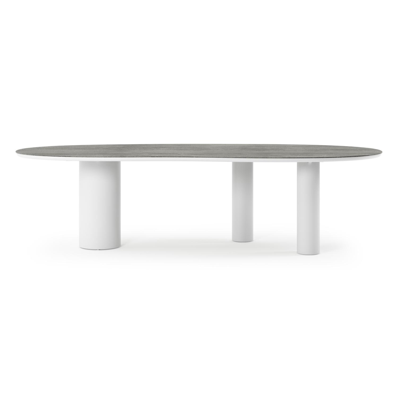 Organo tuintafel organisch in wit aluminium en volkeramiek Aspen Grey - L 280 x B 120 x H 74 cm