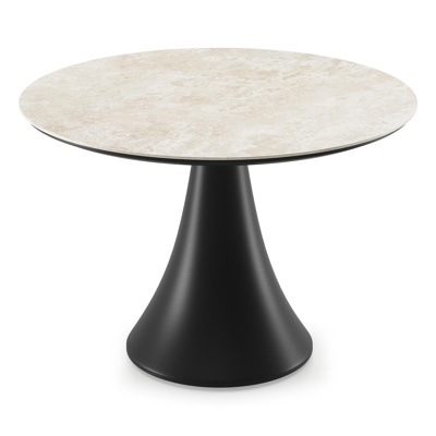 Fano low dining loungetafel rond in zwart aluminium en volkeramiek Rapolano - Dia. 85 x H 55 cm