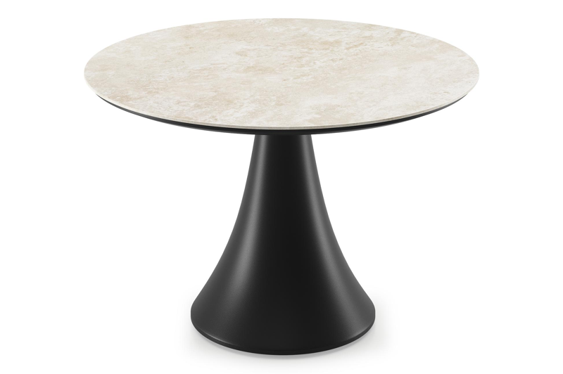 Table de basse low dining Fano ronde en aluminium noir et céramique pleine Rapolano - Diam. 85 x Haut. 55 cm