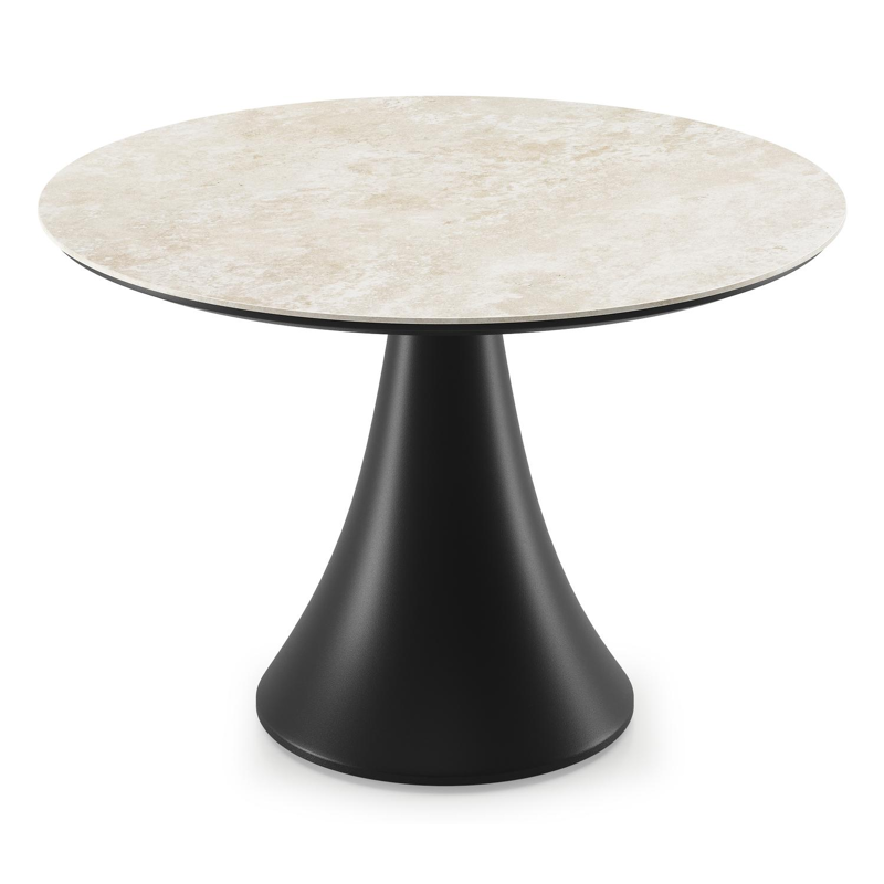 Fano low dining loungetafel rond in zwart aluminium en volkeramiek Rapolano - Dia. 85 x H 55 cm