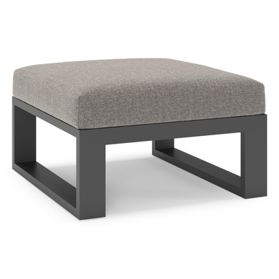 Verato poef in zwart aluminium met chartres drizzle all weather sunbrella® luxe kussen