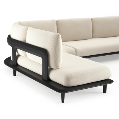 Bomero loungehoek in zwart aluminium met althea off white all weather cosytica kussen