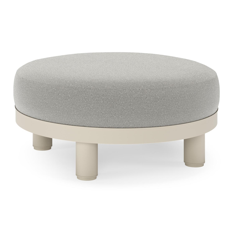 Donato lounge poef in beige aluminium met all weather sunbrella® luxe Savane Zinc kussen