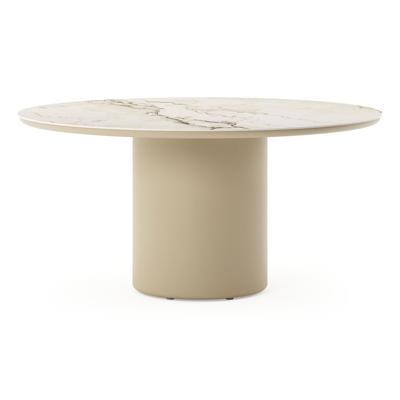 Amico tuintafel rond in beige aluminium en volkeramiek Colorado Dunes - Dia. 148 x H 73.5 cm