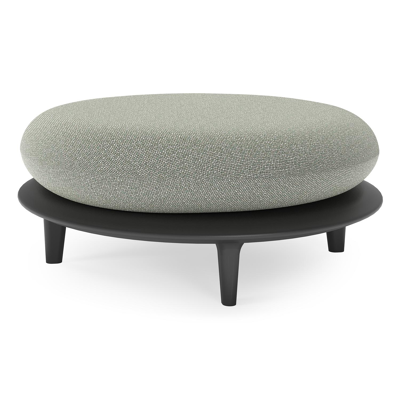 Bomero poef in zwart aluminium met savane leaf all weather sunbrella® luxe kussen