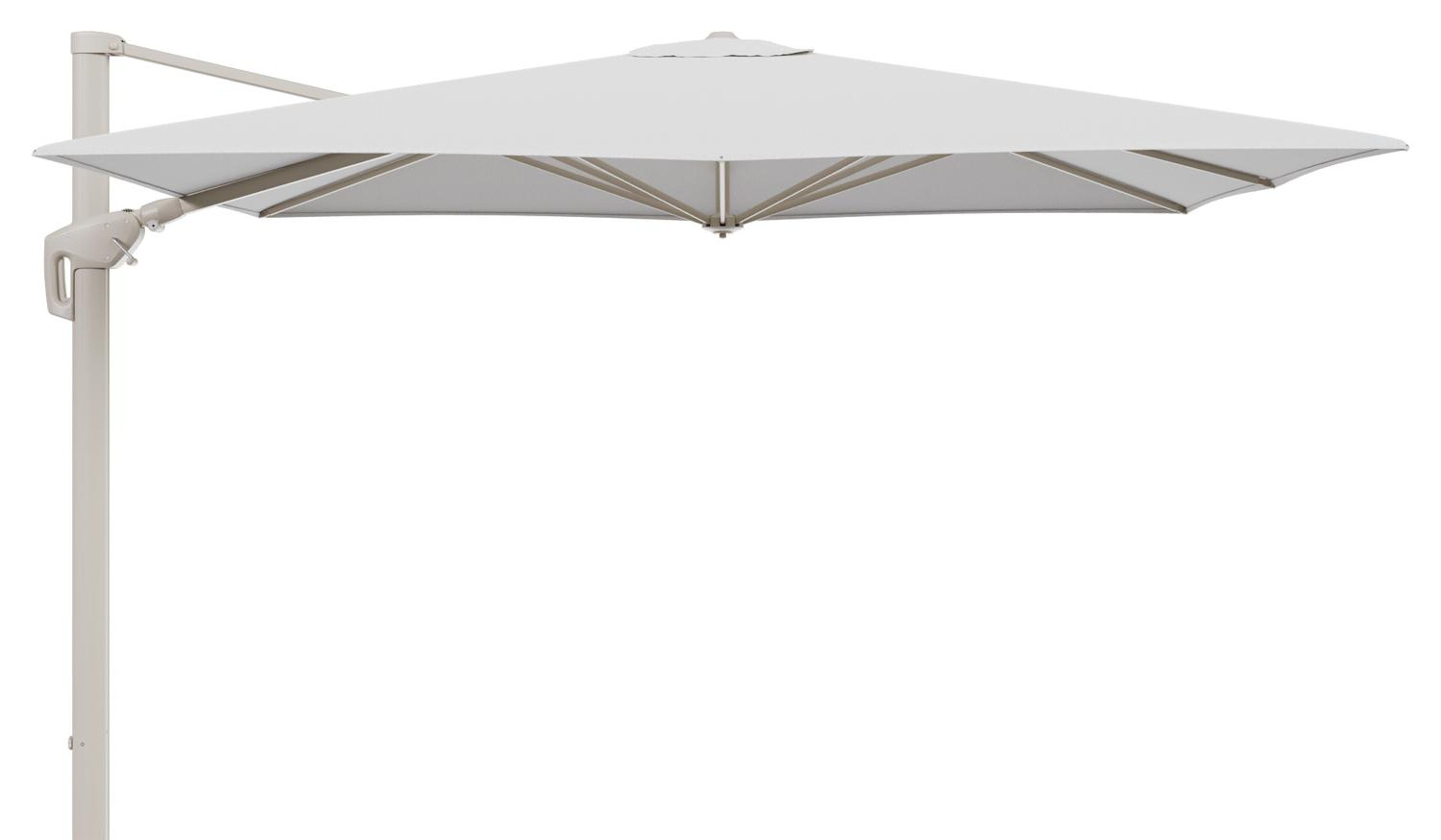 Minore zweefparasol met tiltfunctie in beige aluminium en Ego Birch All Weather Solica parasoldoek - L1 280 x L2 370 cm (zonder voet)