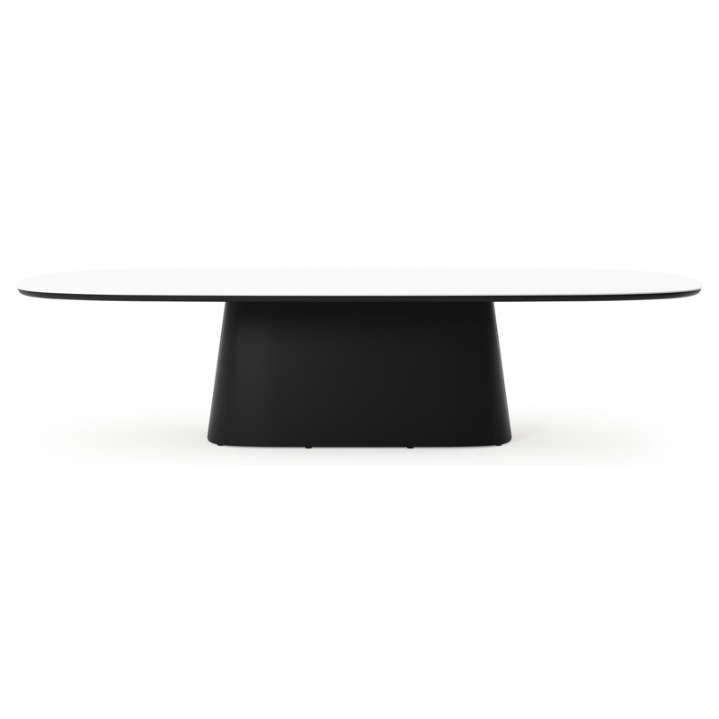 Amico tuintafel bombo xl in zwart aluminium en volkeramiek Arctic White - L 320 x B 148 x H 73.5 cm