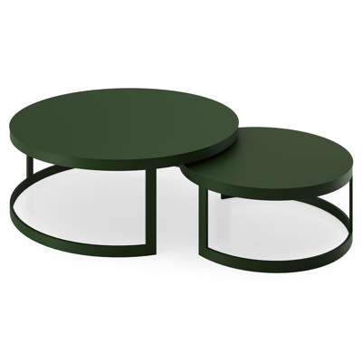 Enna set van 2 loungetafels rond in groen aluminium - Dia. 100/70 x H 37/30 cm