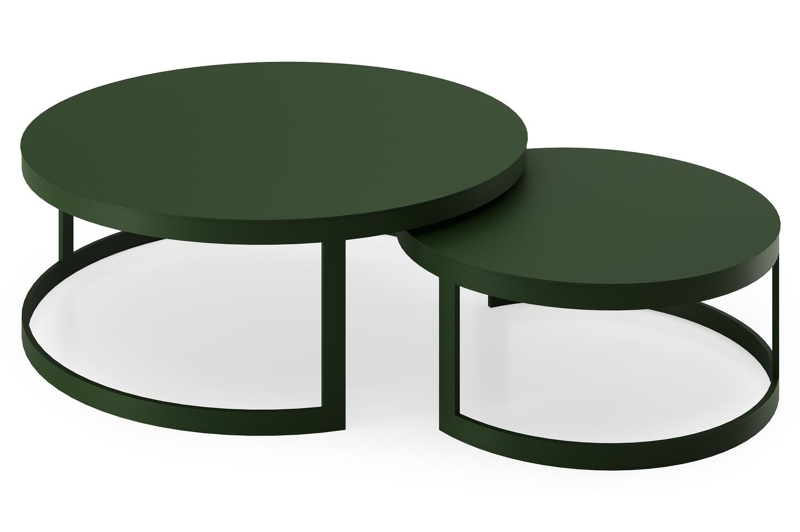 Enna set van 2 loungetafels rond in groen aluminium - Dia. 100/70 x H 37/30 cm