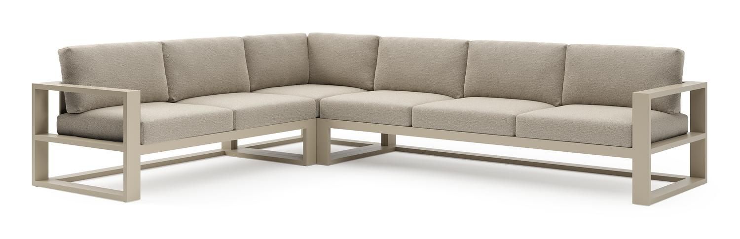 Verato loungehoek in beige aluminium met catania beige all weather cosytica kussen