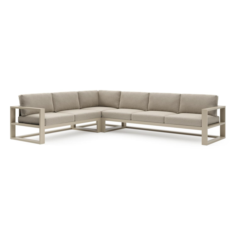 Verato loungehoek in beige aluminium met catania beige all weather cosytica kussen