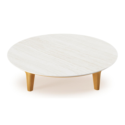 Bomero loungetafel in teak en volkeramiek Calista - Dia. 85 cm