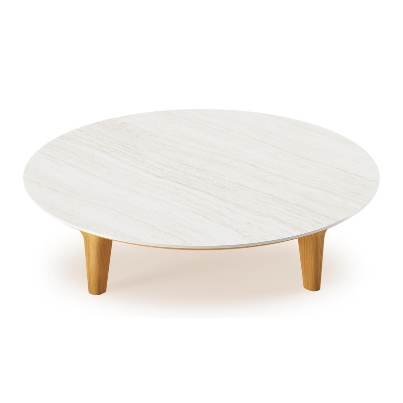 Bomero loungetafel in teak en volkeramiek Calista - Dia. 85 cm