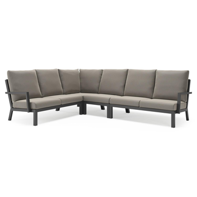 Alcudia loungehoek in zwart aluminium met grijs weather+ softtouch kussens