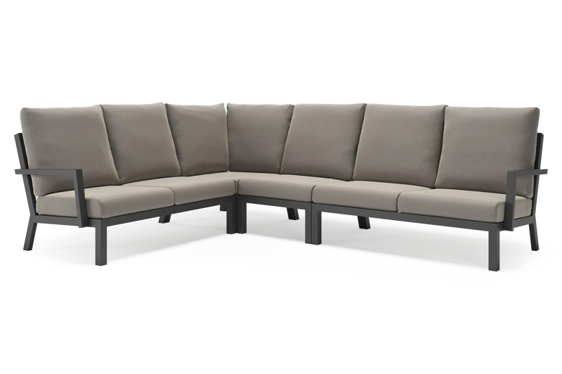Alcudia loungehoek in zwart aluminium met grijs weather+ softtouch kussens