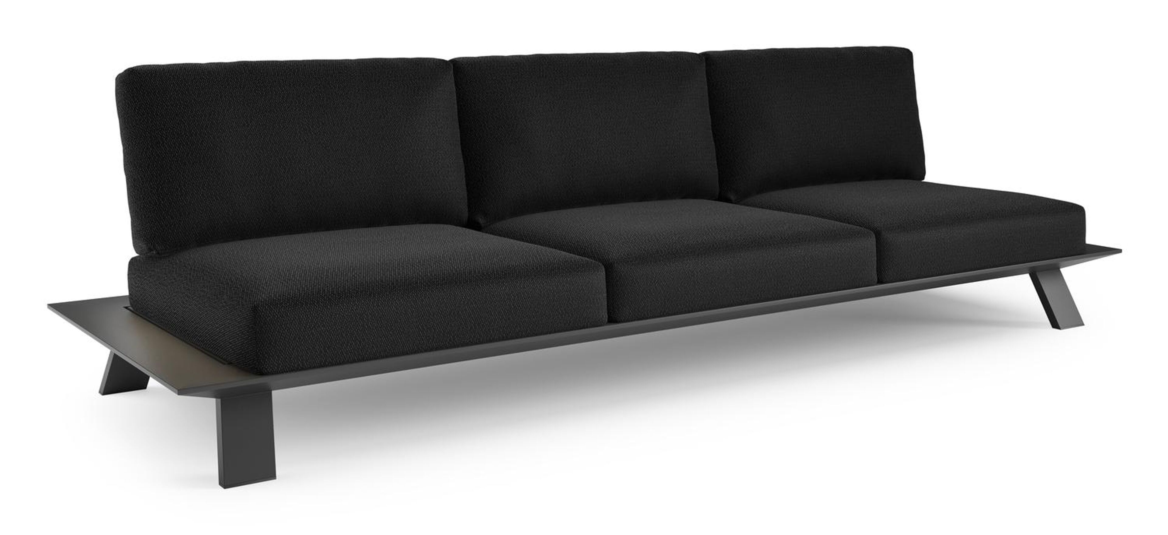 Canapé de jardin Cesano en aluminium noir et coussin en all weather Sunbrella® luxe lopi baribal