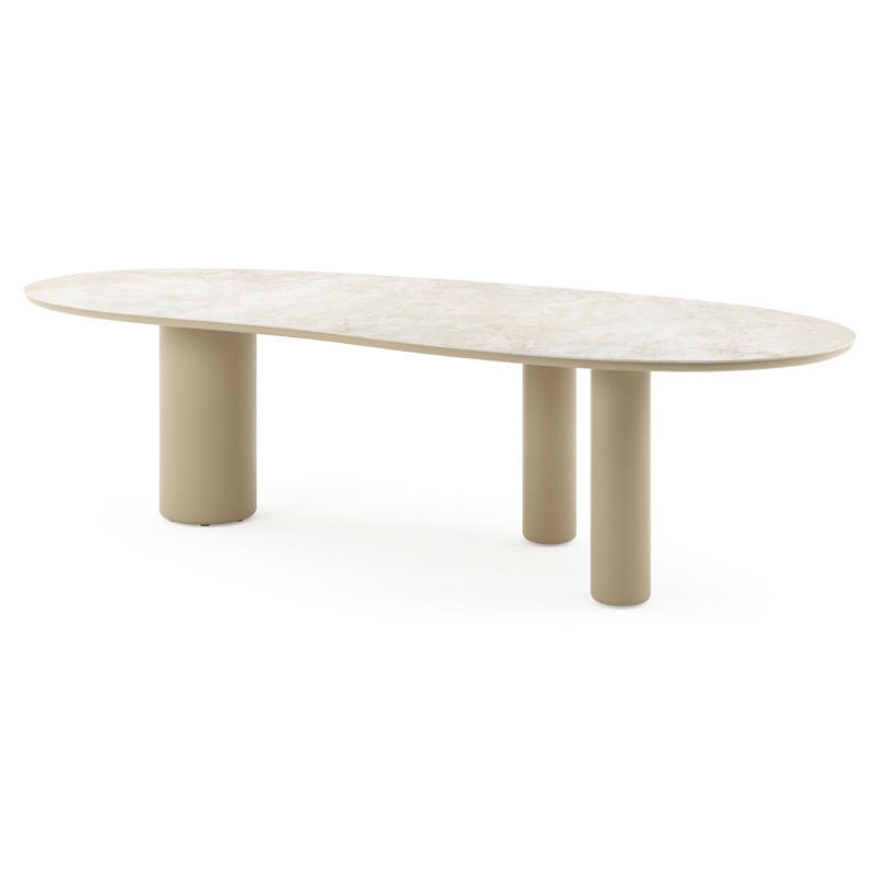 Amico tuintafel organisch in beige aluminium en volkeramiek Rapolano - L 280 x B 120 x H 73.5 cm