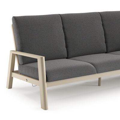 Cirello loungebank 3-zit in beige aluminium met savane tornado all weather sunbrella® luxe kussen