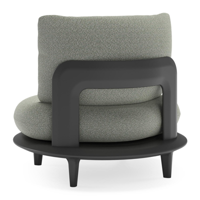 Bomero loungestoel in zwart aluminium met savane leaf all weather sunbrella® luxe kussen