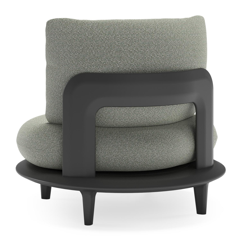 Bomero loungestoel in zwart aluminium met savane leaf all weather sunbrella® luxe kussen