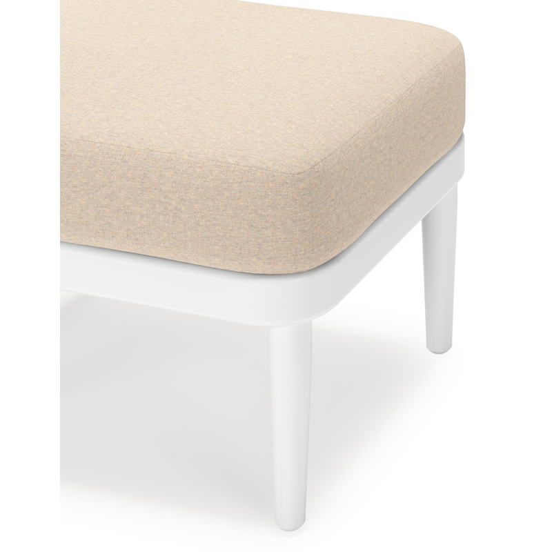 Pouf Orso en aluminium blanc et coussins en all weather sunbrella® luxe Heritage Papyrus