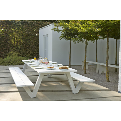 Norma picknicktafel in wit aluminium - L 300 x B 213 x H 74 cm