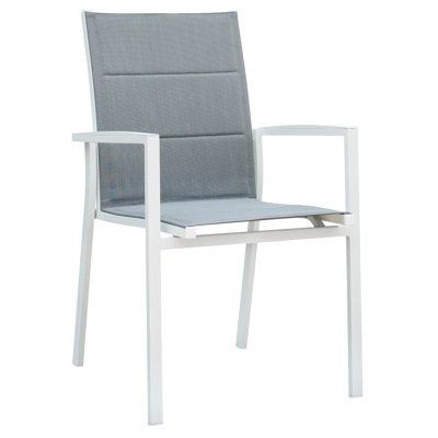 Ancona stapelbare tuinstoel wit-grijs - aluminium en textilene