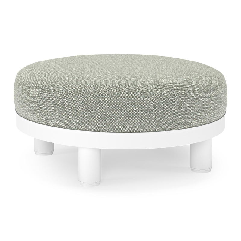 Donato lounge poef in wit aluminium met All Weather Sunbrella® Luxe Savane Leaf kussen