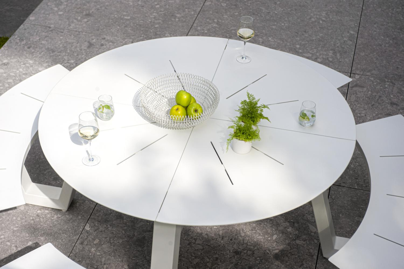 Rondino picknicktafel in wit aluminium - Ø 236 x H 71,5 cm
