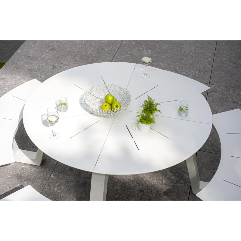 Table de pique-nique Rondino en aluminium blanc - Dia. 236 x H 71,5 cm