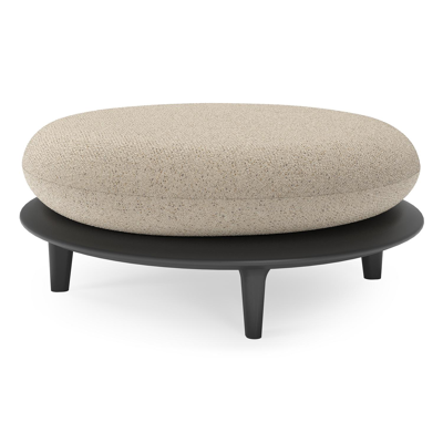 Pouf Bomero en aluminium noir et coussins en all weather cosytica bora desert