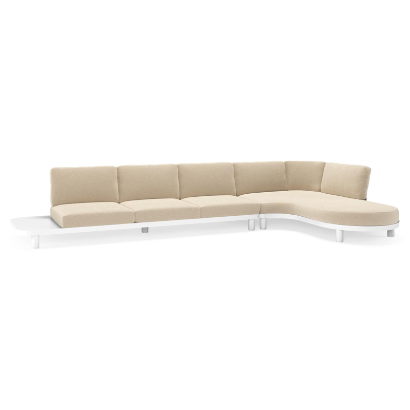 Donato loungehoek in wit aluminium met all weather cosytica Althea Chalk kussen
