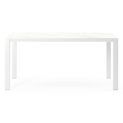 Como tuintafel in wit aluminium en volkeramiek calacatta - L 160 x B 100 x H 75 cm