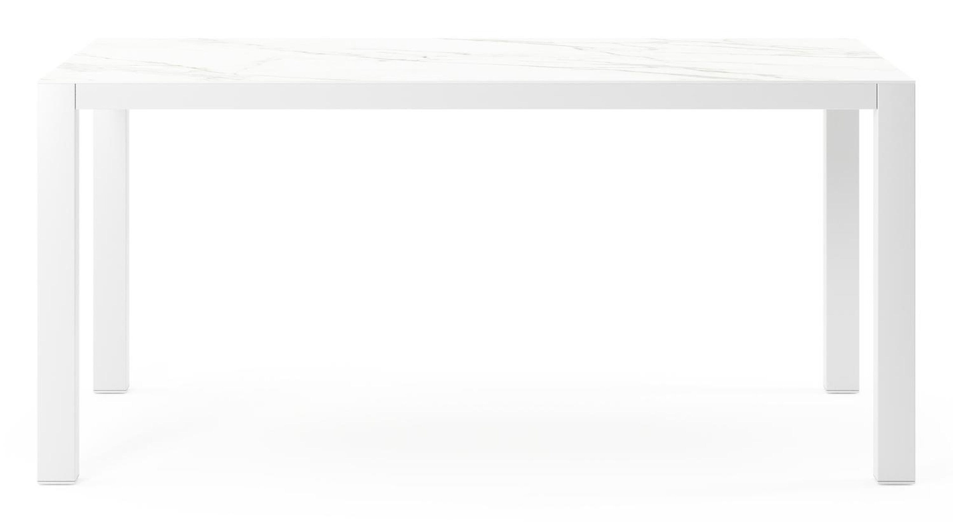 Table de jardin Como en aluminium blanc et céramique pleine calacatta - Lg 160 x Larg. 100 x H 75 cm
