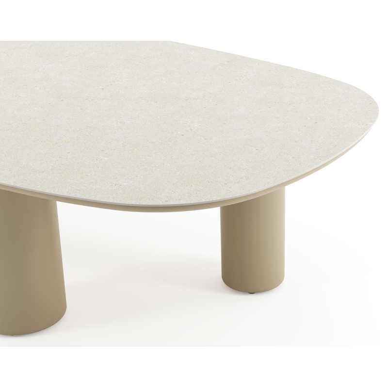 Amico tuintafel bombo xl in beige aluminium en volkeramiek Shilin - L 270 x B 148 x H 73.5 cm