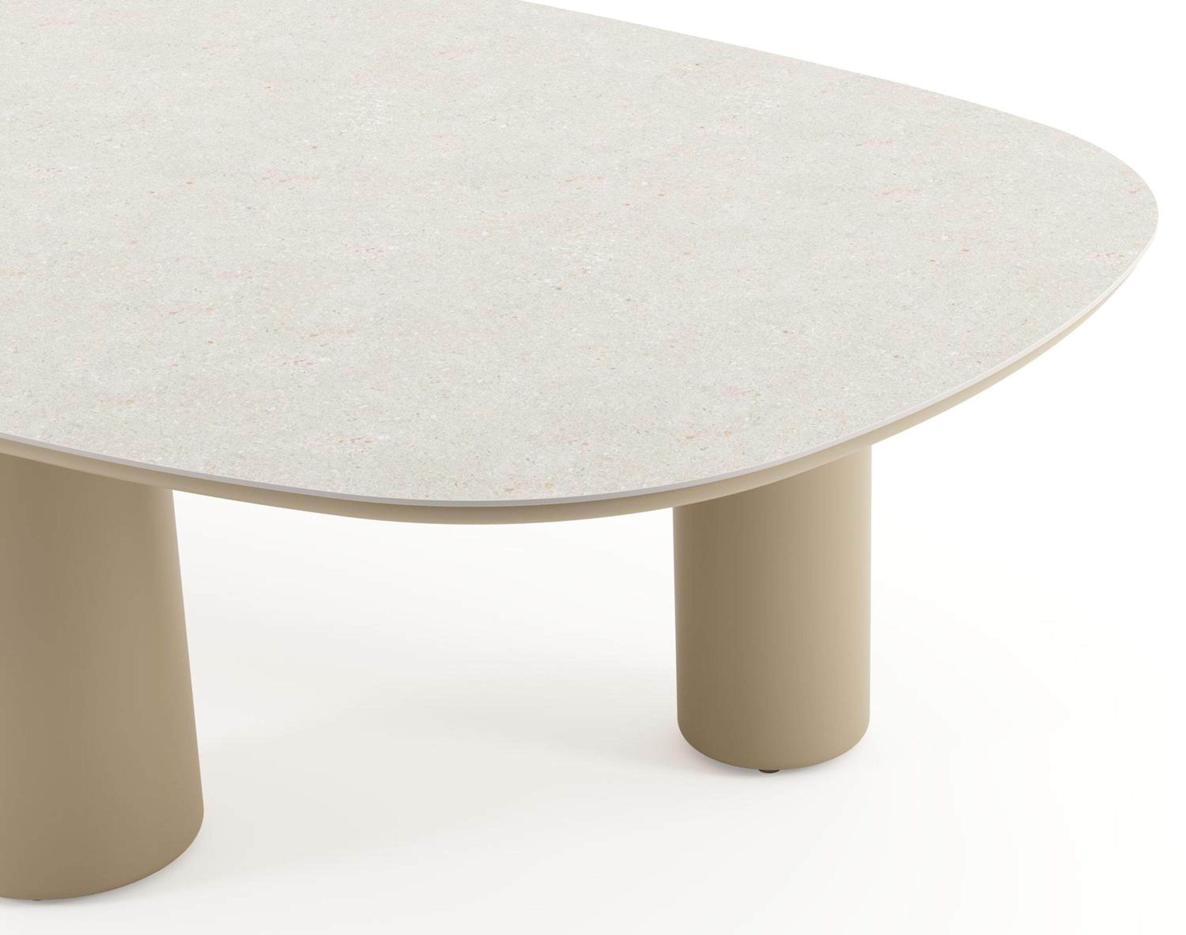 Amico tuintafel bombo xl in beige aluminium en volkeramiek Shilin - L 270 x B 148 x H 74 cm