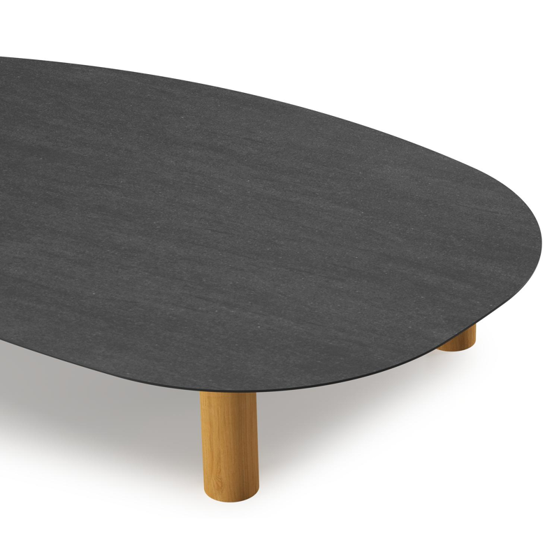 Donato - Organo loungetafel organisch in teak en volkeramiek Basalt Black - L 151 x B 90 x H 25 cm