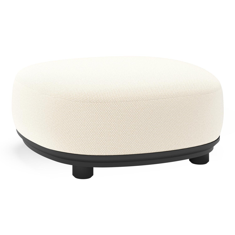 Vadelo poef in zwart aluminium met althea off white all weather cosytica kussen