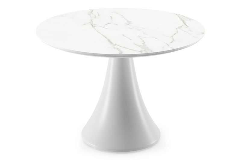 Fano loungetafel in wit aluminium en volkeramiek calacatta - Dia. 85 x H 55 cm